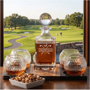 Golfing Whiskey Set with 2 Glasses