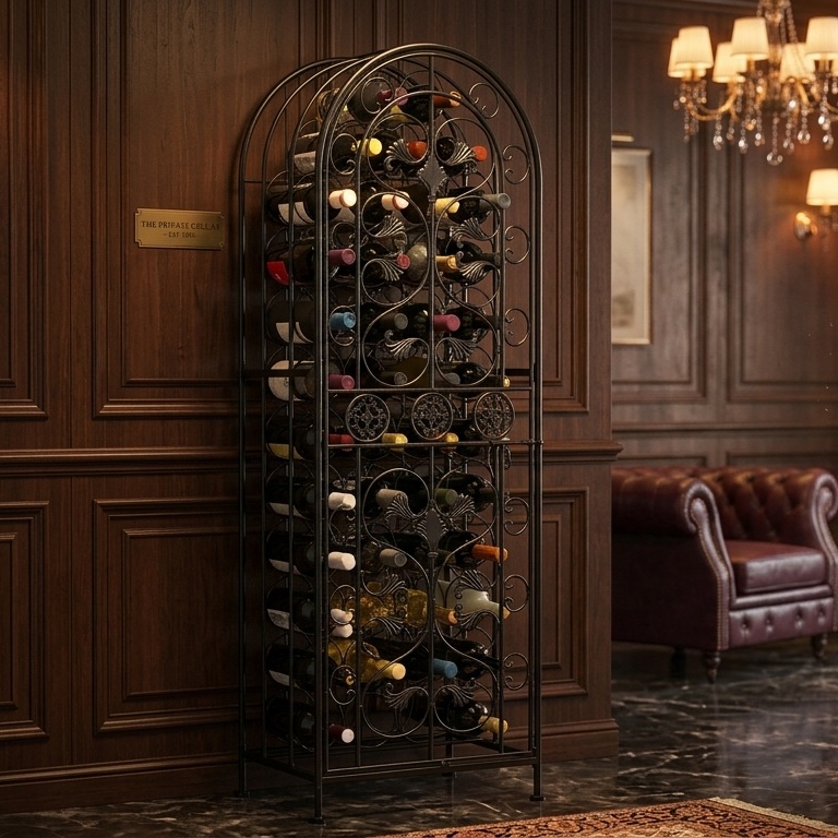 45-Bottle Wrought Iron Portable Wine Rack