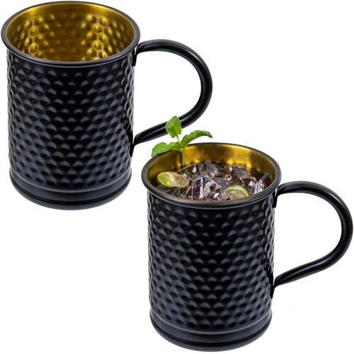 Straight Hammered Black Copper Moscow Mule Mugs