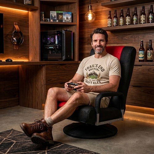 Best Man Cave Furniture: 10 Essential Pieces for the Ultimate Hangout: Gaming Chair Barman sitting in gaming chair