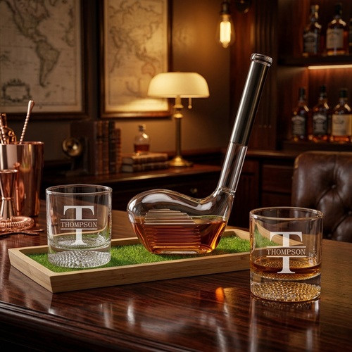 Golf Club Whiskey Decanter & Glass Set
