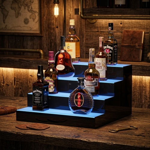 Liquor Bottle Display with LED Lighting
