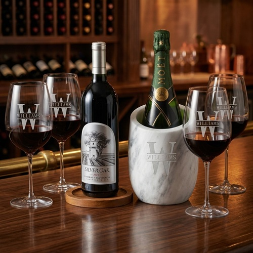 Marble Chiller, Coaster and Wine Glasses