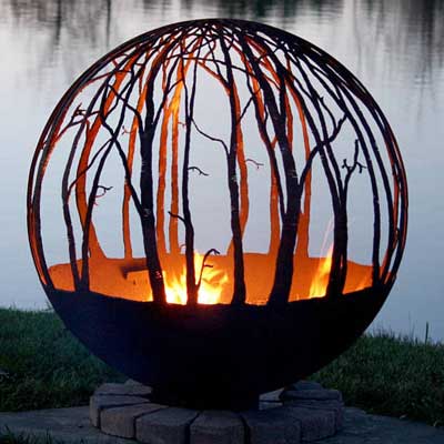 Outdoor Gas Fire Pits non gas sphere winter woods