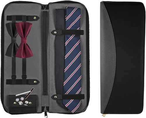 Leather Men's Neck Tie Travel Case For Men