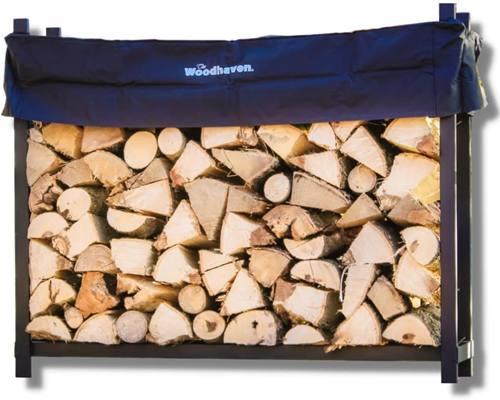 Woodhaven Outdoor Firewood Storage Log Rack with Cover