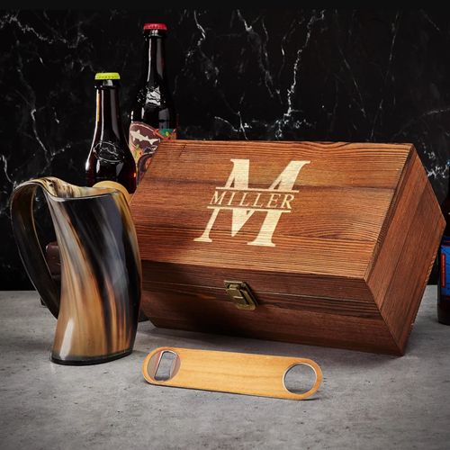 Engraved Viking Horn Mug Set