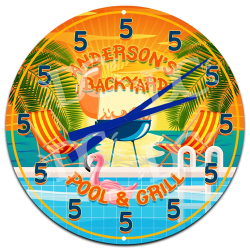 Tiki Backyard Bar Clock