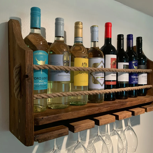 Wall Mounted two-tier Wine Bottle & Glass Holder