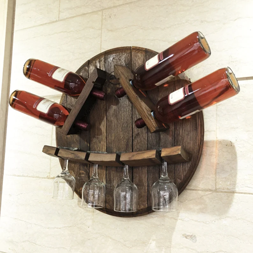 Wine Barrel Head Bottle-Glass