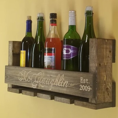 Personalized wine bottle and glass holder