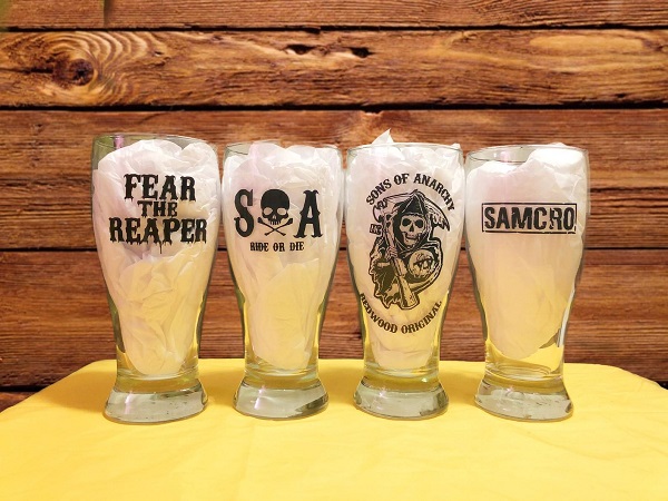 Sons of Anarchy Personalized Beer Pint Glasses Set of 4