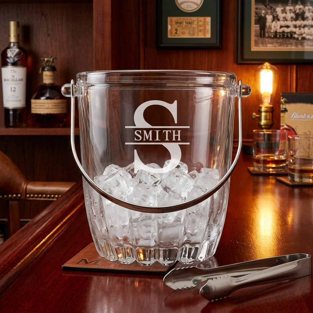 Monogramed Glass Ice Bucket