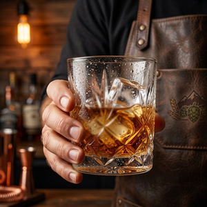 Glass of a drink on the rocks